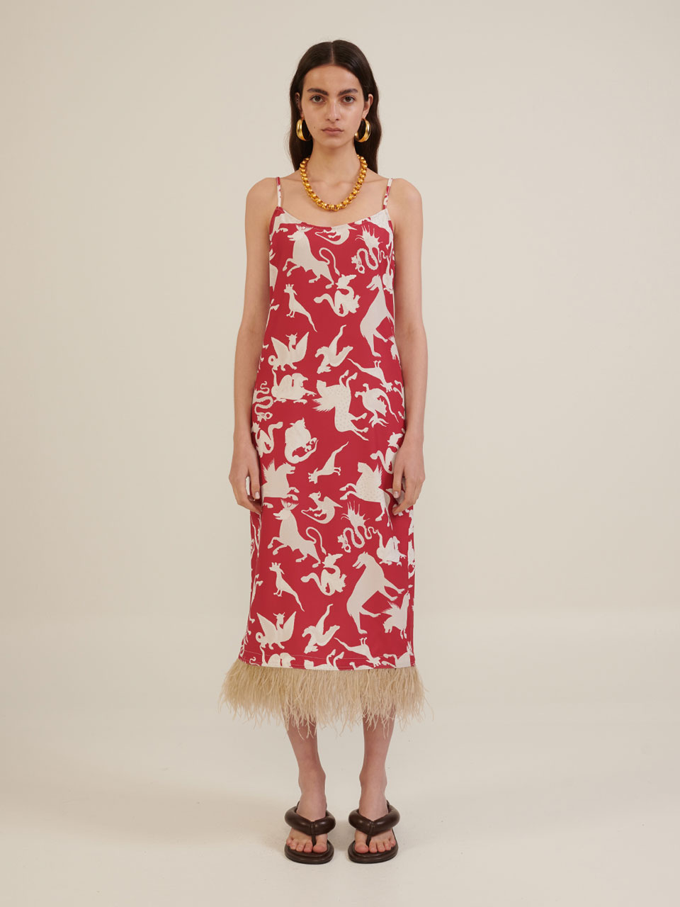 Milkwhite-Printed-Slip-Dress-With-Feathers